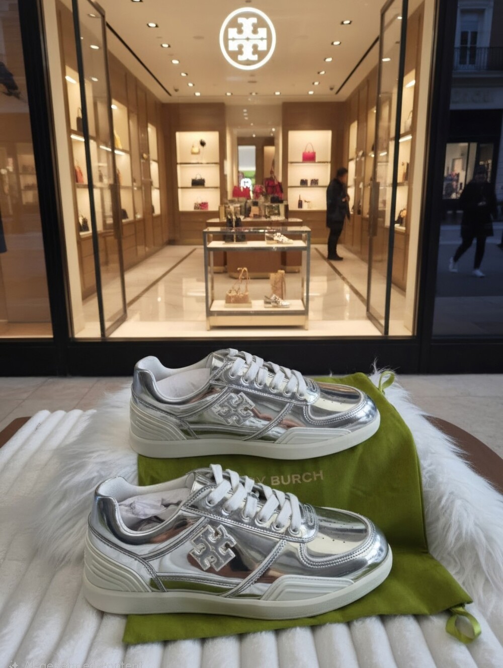 TORY BURCH CLOVER COURT METALLIC SNEAKERS WOMEN'S SZ 10 $595
